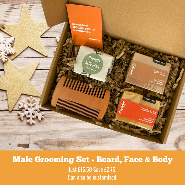 Eco Friendly Male Grooming Gift Set. 100% Vegan. Handmade